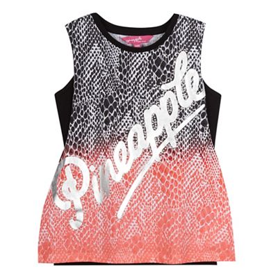 Pineapple Girls' black and coral ombre snakeskin-effect
